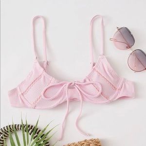 Pastel pink ribbed bikini top💓